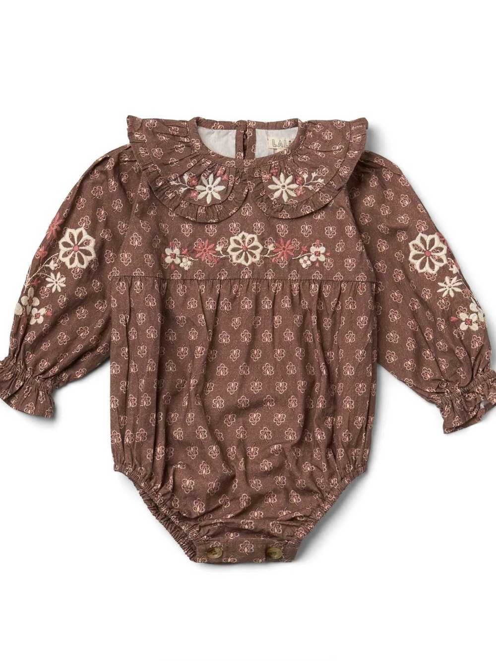 NWT Lali Belle Embroidered Romper in Brown Floral Print